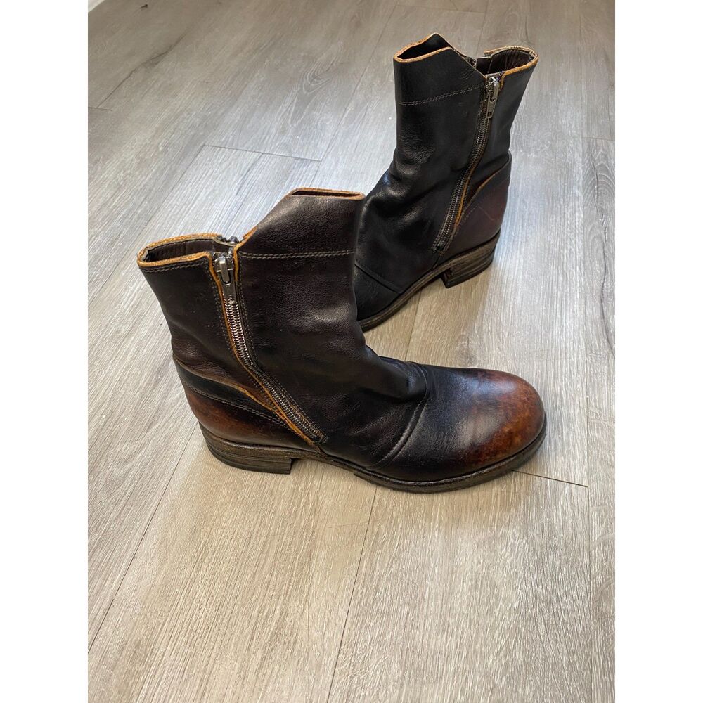 SHOTO Womens EU 37 US 6.5-7 Double Zip Leather Boots Vibram Made in Italy 50993